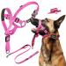 Zevey Dog Head Halter with Leash and Safety Strap Stops Heavy Pulling On The Leash Padded Reflective Headcollar for Small Medium Large Dogs Adjustable Head Harness for Training and Walking (XL Pink) XL Pink