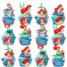 The Little Mermaid Cake Cupcake and Wrappers Paper Decoration Supplies The Little Mermaid Cupcake Topper for Kids Birthday Party (Blcak)