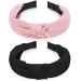 Sibba 2 PCS Headbands Tiaras Birthday Crown Black Twist Knotted Knot Vintage Headwraps Accessories Elastic Hair Bands Thick Plastic Velvet Big Head Band Headwear Women Girls
