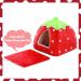 Kuoser Small Animal Winter House | Non-Slip Strawberry Hedgehog Bed | Removable Pad | Guinea Pig, Hamster, Chinchilla, Ferret, Rabbit House - Buy Online on GoSupps.com
