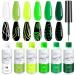 Morovan Gel Liner Nail Polish Set 6 Colors Painted Gel Nail Polish Set Green Gel Liner Nail Art Polish Kit For Nail Art Manicure at Home Salon Suitable for All Season