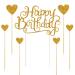 PALASASA Happy Birthday Cake Toppers Gold glitter letters"happy birthday"and love star,Party decor Decorations,Set of 7 (Gold)