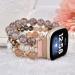 CAGOS Handmade Beaded Elastic Stretch Bracelet Band for Fitbit Versa 3/Sense - Amber Brown - Buy Online on GoSupps.com