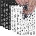 10 Sheets Gothic Nail Stickers 3D Self-Adhesive Snake Nail Art Stickers Black White Rose Flower Eye Fishbone Star Moon Design Nail Art Decorations Butterfly Nail Decals for Women Acrylic Nail Supplies W7