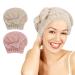 Unaone 2 pieces microfiber hair towel hair dryer towel towel hair turban-fast drying hoppat (bouncy die super suckable hair wrap towels headscarf soft for long hair khaki & pink