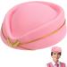 TENDYCOCO Women Stewardess Hat Felt Flight Attendant Air Hostess Hat Cosplay Costume Headwear Accessories for Halloween Party Supplies Pink One Size - Buy Online on GoSupps.com