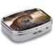 Shop Stylish Leopard Print Pill Box | 2 Compartment Medicine Organizer - Portable Decorative Metal Case for Pocket or Purse - Buy Online on GoSupps.com