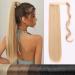 Long straight ponytail extension magic paste ponytail extension wrap around 22 inch synthetic hair part-M24/33# 110 gram 22inch (56cm) -110g dark blonde bleach blonde m24/33#