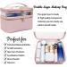 Leather Double Layer Makeup Organizer Bag - Large Travel Cosmetic Case for Women - Pink - Buy Online on GoSupps.com