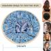 2Pcs Satin Lined Waterproof Shower Cap for Women - Extra Large Reusable Adjustable Double Layers - Blue Purple Flower Design - Buy Online on GoSupps.com