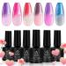 Beetles Gel Nail Polish Set - 6 Pcs Temperature Colour Changing Gel Phantom Chameleon Polish Set Glitter Pink Blue Purple Red Gel Polish Soak Off UV LED Nail Lamp Christmas Nail Art Manicure Kit Color Changing