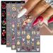 3D Christmas Nail Stickers 4 Sheets 5D Self-Adhesive Embossed Nail Decal Cartoon Elk Nail Art Decoration Design Supplies