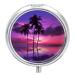 Pill Box Pill Case 3 Compartment Travel Pill Box Palm Tree Purple Sunset Printing Small Pill Box Portable Medicine Pill Case Pill Organizer for Purse & Pocket for Travel Handbag (Round)