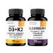 Sandhu's Vitamin D3 K2 with Quercetin Bundle with Elderberry Capsules | Supports Immune Muscle Teeth Health & Energy