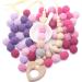 Kids Bead Kit - 50pcs Crochet Beads for DIY Teething Bracelet & Toy - Pink Lilac Series 20mm - Buy Online on GoSupps.com
