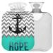 Naanle nautical anchor hope hot bottle with reference transparent hot water bottle 2l large hot hot water bottle for bed hand feet warmer pain relief heat and cold therapy