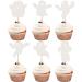Rsstarxi 30 Halloween Ghost Cupcake Toppers Glitter White Spooky Halloween Cupcake Picks Halloween Baby Shower Cake Decorations for Ghost Theme Birthday Halloween Party Decorations Design 20
