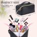ZAUKNYA Large Capacity Travel Cosmetic Bag - Portable Leather Waterproof Women's Makeup Organizer - Checkered Cosmetic Bag with Handle and Divider (Black) - Buy Online on GoSupps.com