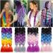 60cm Ombre Braided Hair Extensions - Dark Blue to Rose Red to Blonde 5 Bundles Synthetic Jumbo Braids for Crochet Art Hair - Buy Online on GoSupps.com