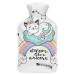 Lazy Unicorn Hot Water Bottle With Cover Plush Bed Bottle Hand Warmer For Adults And Children 26.5X15.3cm