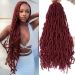 Soft Locs 24 Inch Crochet Hair 6 Packs Faux Locs Crochet Hair Pre Looped Burgundy Color Synthetic Hair Soft Goddess Locs Curly Wavy Crochet Braids Hair for Black Women( 24Inch, BUG#) 24 Inch (Pack of 6) BUG#