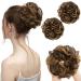 SARLA 2PCS Messy Hair Bun Hair Piece Small Scrunchies Synthetic Bun Hairpieces for Women Girls Updo Hair Extensions (Iced Mocha) Iced Mocha-2PCS