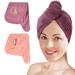 2 Pack Microfiber Hair Towel Wrap for Women - Super Absorbent Fast Drying Turbans for Long Thick Curly Hair - Anti Frizz Hair Turban - Purple&Pink Hair Drying Towel Wrap for Long Hair Pink + Purple