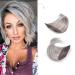 REECHO 2 pack 4 inch Short Thick Hairpieces Adding Extra Hair Volume Clip in Hair Extensions Hair Topper for Thinning Hair Women Color Grey/Brown/Silver/White Mixed 5 Inch (Pack of 2) Grey/Silver/White Mixed