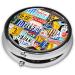 Buy License Plate Map Round Pill Box | 3 Compartment Mini Decorative Travel Organizer for Vitamins & Medicine - Buy Online on GoSupps.com
