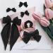 XiangSKY 6 Pieces Hair Clips Black Hair Bow Ladies Bowknot Large Hair Clip Hair Accessory for Girls Women Hair Bow Silk Satin Hair Bows Long Black Bow Hair Accessories - Buy Online on GoSupps.com