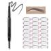 LXZJJM Automatic Eyebrow Pencil with Brush and 24 Brow Stencils - Waterproof Smudge-proof Long-lasting Eyebrow Pencil for Women - Ideal for Various Brow Shapes and Hair Colors! (02# Gray)