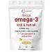 Mega Omega-3 Krill & Fish Oil 2 000mg Equivalent 240 Softgels | Lemon Flavored | Burpless | Essential Fatty Acids & Astaxanthin | EPA 350mg + DHA 230mg | Heart & Brain Supplement