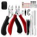 NUNALISA Ingrown Toenail Treatment Kit  Premium Toenail Removal Kit Include Toenail Clippers for Thick & Ingrown Nail  Nail File  Cuticle Pusher  Ingrown Toenail Corrector  Professional Peticure Tool Black