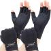 2 Pairs Copper Arthritis Gloves for Relief Pain, Compression Gloves Fingerless for Carpal Tunnel, Osteoarthritis, Joint Pain, Computer Typing, Driving, Hand Support, Fit for Women Men (Black, Large) Black Large (Pack of 4)