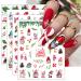 JMEOWIO 12 Sheets Christmas Nail Art Stickers Decals Self-Adhesive Snowflake Winter Holiday Cute Santa Rabbit Nail Supplies Nail Art Design Decoration Accessories