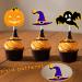 iUgeeo 24 pcs Halloween Cupcake Toppers Pumpkin Ghost Skeleton Witch Hat Grim Reaper Halloween Party Cake Topper Muffin Decoration Party Supply Orange&black - Buy Online on GoSupps.com