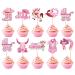 Keaziu 36PCS A little Cowboy is On The Way Cupcake Toppers Cowboy Riding HorseShoe Cowgirl Hats Western Theme Happy Birthday Baby Shower Party Cake Decorations Supplies Pink 3 Pink 2024