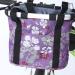 CZXJKKL Bike Basket, Foldable Small Pet Cat Dog Carrier Front Removable Bicycle Handlebar Basket Quick Release Easy Install Detachable Cycling Bag Mountain Picnic Shopping Purple Flower