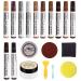 SEISSO Wood Furniture Repair Markers Kit- 19 Pcs 12 Colors Touch Up Markers Polish Wax and Wood Putty for Holes Scratches Cracks Marker Pens Kits to Wooden Doors Floors Tables Cabinets
