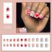 Valentine s Day Press On Nails | Short Square Fake Nails with Red Heart Design - 24Pcs Acrylic Glossy Stick On Nails for Women - Buy Online on GoSupps.com