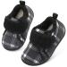 JOINFREE Baby Girl First Walking Shoes Anti-Slip Plush Baby Boys Slipper Shoes Cozy Toddlers Shoes 2.5/3 UK Child Black Plaid