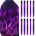 Colored hair extensions clip in for girls 22 inch colorful straight hair extensions for party highlights hair accessories hair parts for children women (10 pcs purple) violet