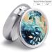 Round Watercolor Pattern Pill Box - 3 Compartment Portable Medicine Organizer | Decorative Metal Pocket Pill Case - Style 12 - Buy Online on GoSupps.com