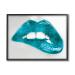 Stupell Industries Modern Blue Fashion Lip Bite Feminine Glam Photography Designed by Sarah McGuire Black Framed Wall Art 20 x 16 Silver