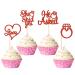 Gyufise 24 Pieces Red Glitter Engagement Cupcake Toppers He Asked She Said Yes Diamond Ring Heart Cupcake Picks for Wedding Bridal Shower Party Cake Decorations