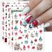 JMEOWIO 12 Sheets Christmas Nail Art Stickers Decals Self-Adhesive Colorful Snowflake Winter Holiday Cute Santa Nail Supplies Nail Art Design Decoration Accessories