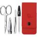 marQus Manicure set for women and men - 4 Piece pedicure kit incl. sharp nail scissors tweezers nail clippers & sapphire nail file from Solingen - Perfect for travelling manicure and pedicure Red