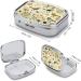 Shop Yellow Leaves Chicken Print Pill Box | 2 Compartment Portable Medicine Organizer | Decorative Metal Pill Case for Pocket & Purse - Buy Online on GoSupps.com