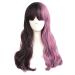MapofBeauty 60cm/ 24 inch Long Curly Women's Curly Wig (Dark Brown/Pink)
