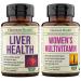 Vimerson Health Liver Health + Women's Multivitamin Bundle. Cleanse & Detox - Artichoke Milk Thistle Ginger Celery. Women's Vitamins & Minerals Formula for Immune Support Heart and Breast Health